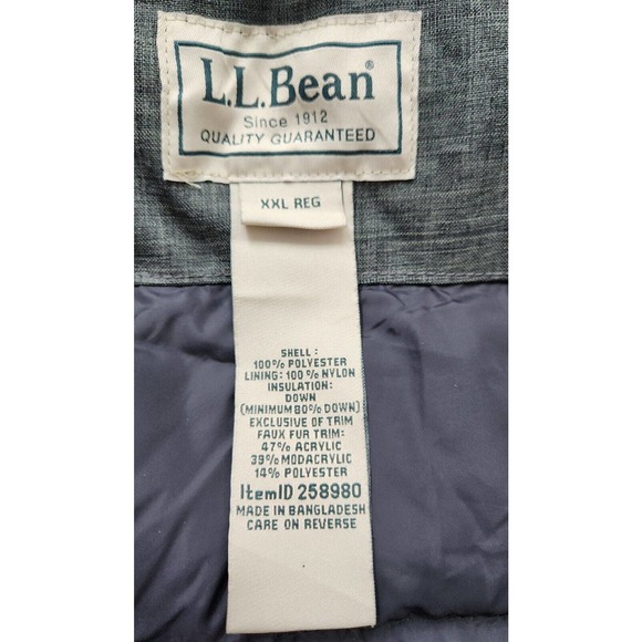 LL Bean Baxter State Parka Goose Down Winter Jacket Coat Gray Men’s Size XXL - Picture 7 of 12